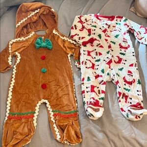 Gingerbread and Santa Kids One Piece Set